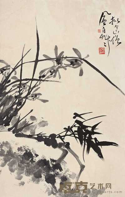 蒋凤白  兰竹图 立轴 65×43cm